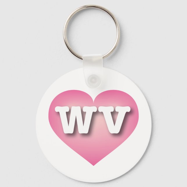 Chaveiro West Virginia Pink Fade Heart - Eu amo WV (Frente)