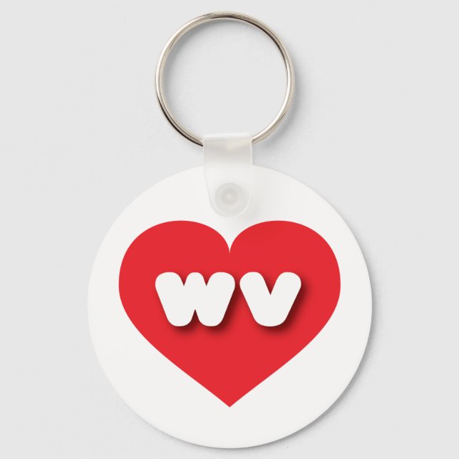 Chaveiro West Virginia Red Heart - Eu amo Wv (Frente)