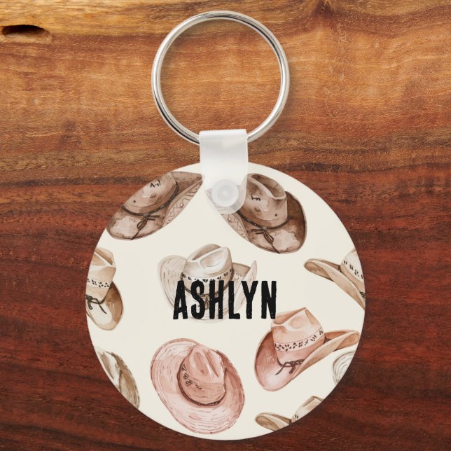 Chaveiro Western Cowgirl Pink Brown Hats (Frente)