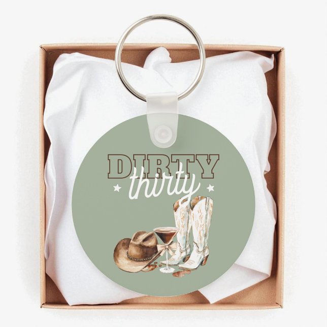 Chaveiro Western Rodeo Sujo Trinta aniversário de 30 anos (Western Rodeo Dirty Thirty 30th Birthday Party Keychain)