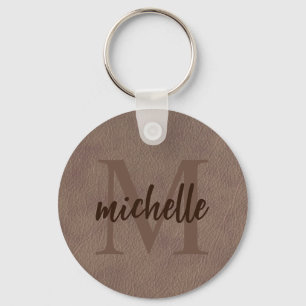 Chaveiro Western Style Leather Design Monogram Keychain