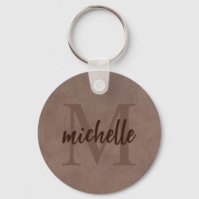 Chaveiro Western Style Leather Design Monogram Keychain (Frente)