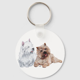 Chaveiro Westie com um Cairn Terrier marrom