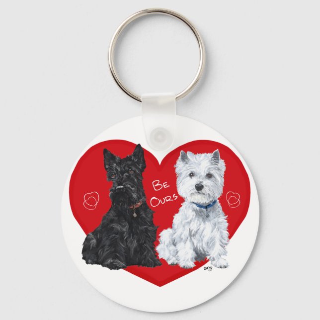Chaveiro Westie e Scottie Valentine (Frente)