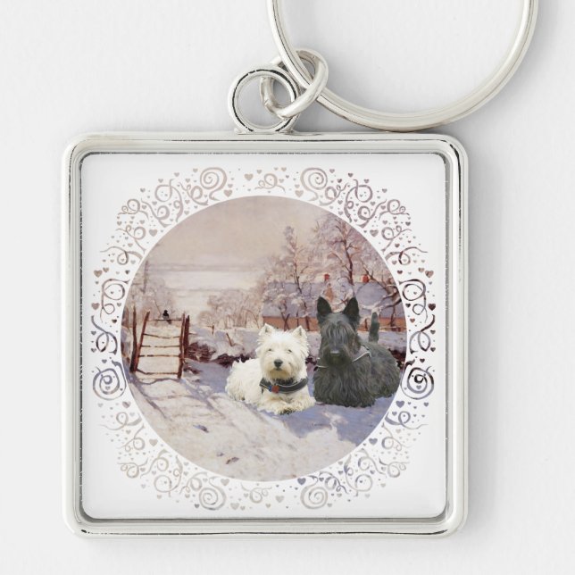 Chaveiro Westie & Scottie Winter Magpie (Frente)