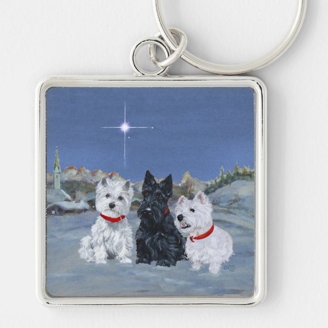 Chaveiro Westies e um Natal Scottie (Frente)