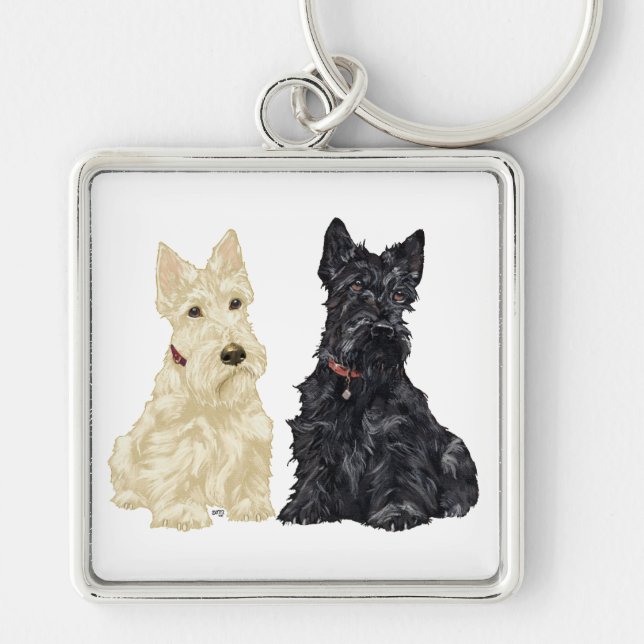 Chaveiro Wheaten e Black Scottish Terriers (Frente)