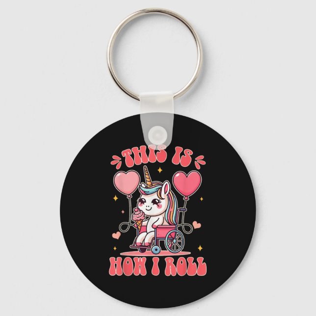 Chaveiro Wheelchair Unicorn Eating Ice Cream This Is How Th (Frente)