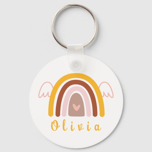 Chaveiro Whimsical Boho Rainbow com um nome personalizado (Frente)