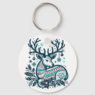 Chaveiro Whimsical Christmas Deer Vector Clipart - Festive