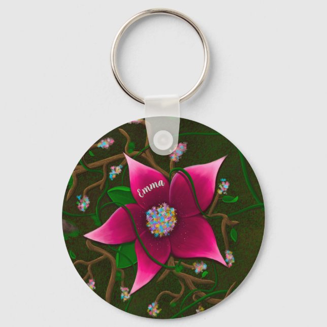 Chaveiro Whimsical Flower Personalized (Frente)