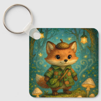 Chaveiro Whimsical Fox Explorer Art