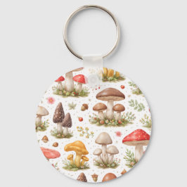 Chaveiro Whimsical Mushroom Pattern – Vintage Botanical