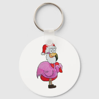 Chaveiro Whimsical Pink Flamingo Santa W/ Toy Bag Hat