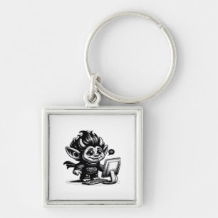 Chaveiro Whimsigoth Cyborg Troll de Internet Vintage Art De