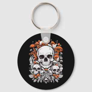Chaveiro Whimsigoth Skulls & Mushroom Vintage Botanic Ae