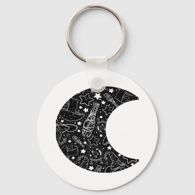 Chaveiro Whimsigoth Witch Moon Wicca Kawaii Gótico Tattoo A (Frente)