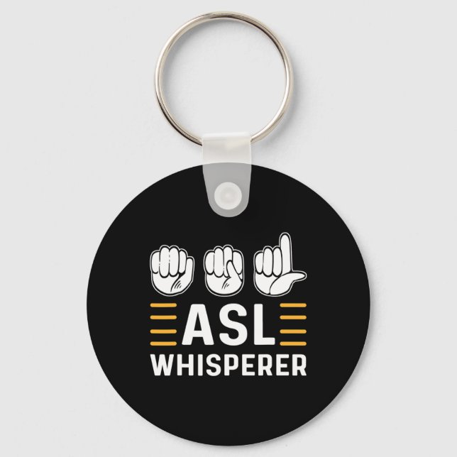 Chaveiro Whisperer. Asl - Linguagem de Sinais de Mão surda  (Frente)
