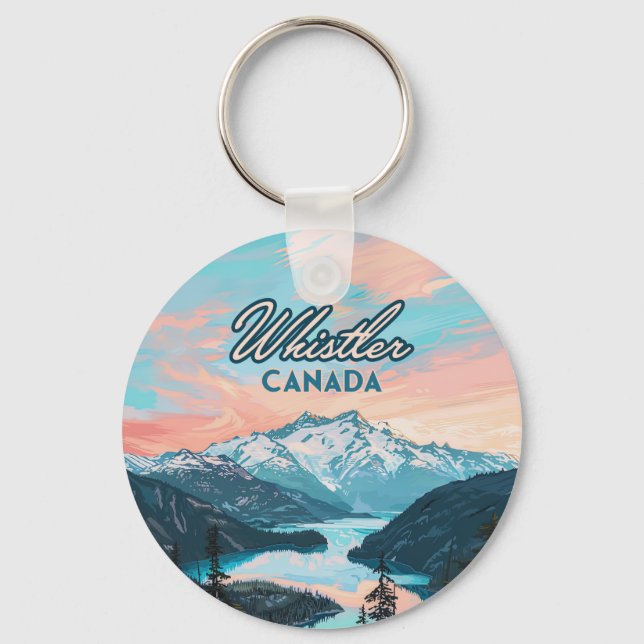 Chaveiro Whistler Canada British Columbia Ski Resort Retro (Frente)