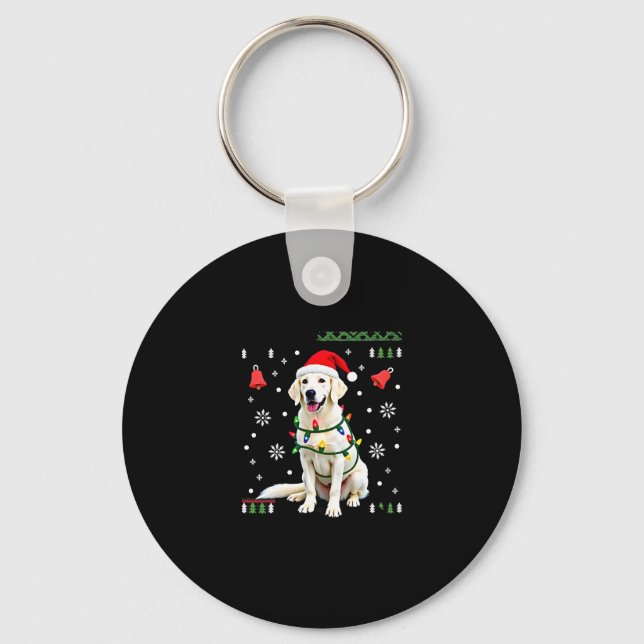 Chaveiro White Boxer Dog Ugly Christmas Sweater Funny Xmas  (Frente)