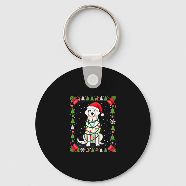 Chaveiro White Boxer Dog Ugly Christmas Sweater Funny Xmas  (Frente)