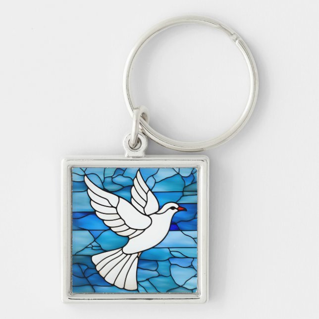 Chaveiro White Dove on Stained Glass (Frente)