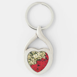 Chaveiro White e Red Poinsettias I Feriado Floral