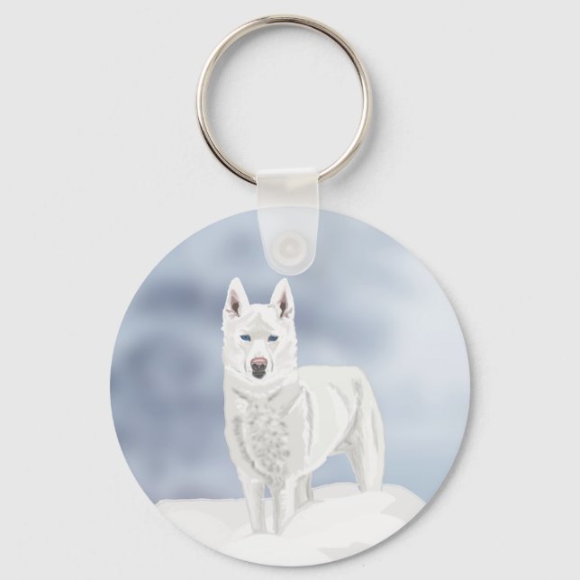 Chaveiro White Husky against Snow Scene (Frente)