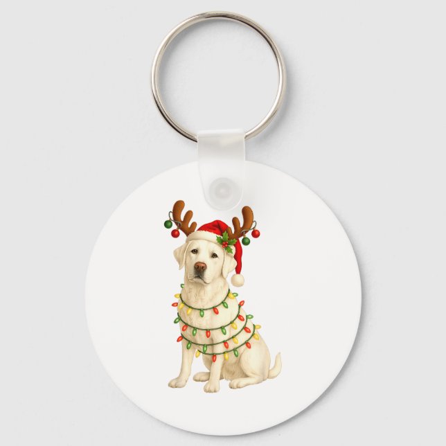 Chaveiro White Lab Christmas Tree Light Pajama Labrador Dog (Frente)