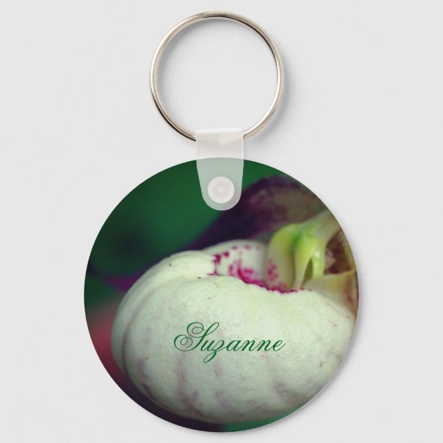 Chaveiro White Lady Slipper Flower Personalized (Frente)