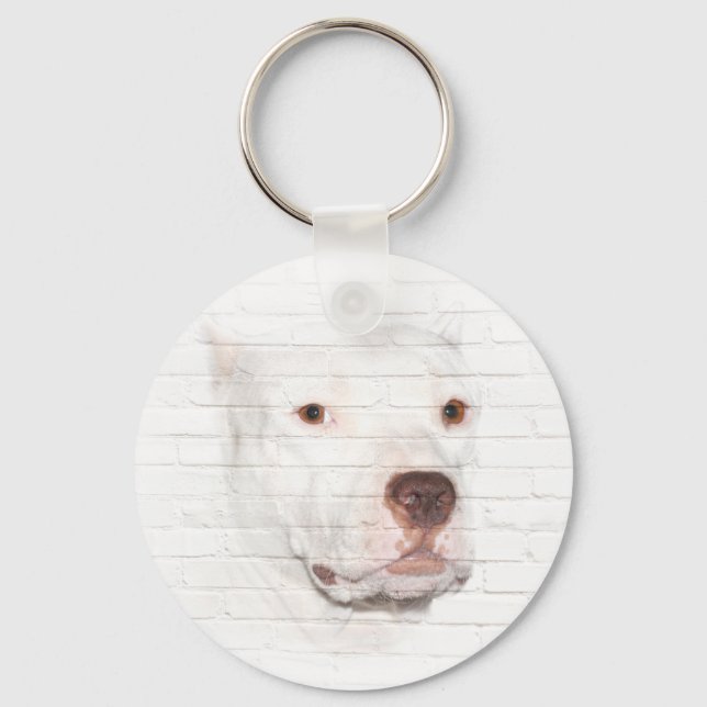 Chaveiro White pitbull face (Frente)