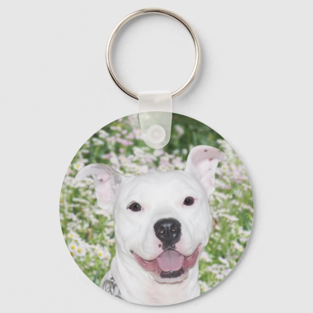 Chaveiro White Pitbull feliz (Frente)
