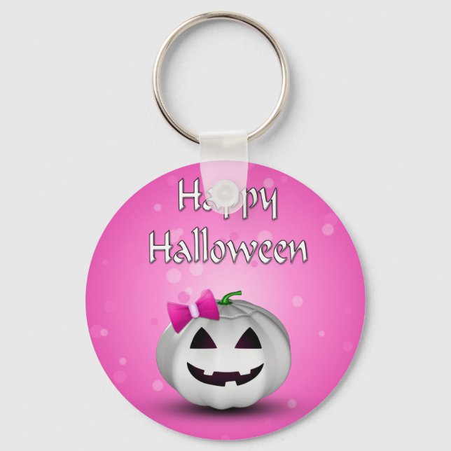 Chaveiro White Pumpkin Pink Girly Halloween (Frente)