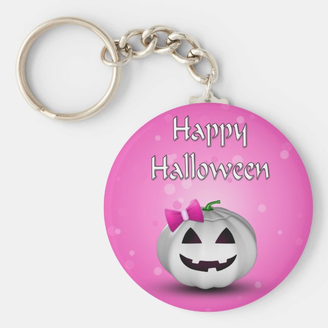 Chaveiro White Pumpkin Pink Girly Halloween (Frente)