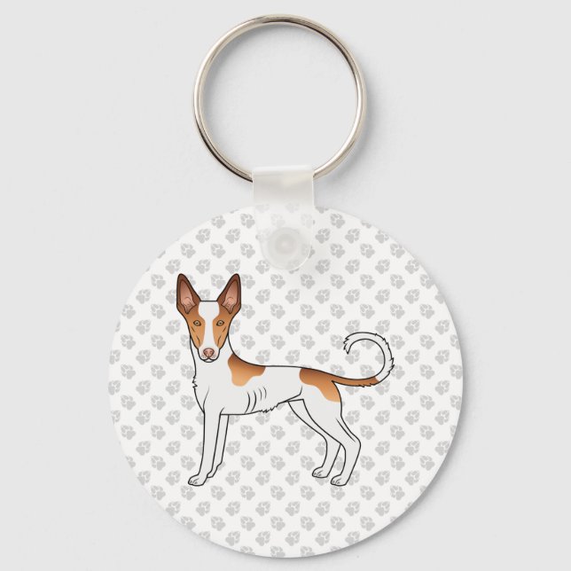 Chaveiro White & Red Ibizan Hound Smooth Coat Dog And Paws (Frente)