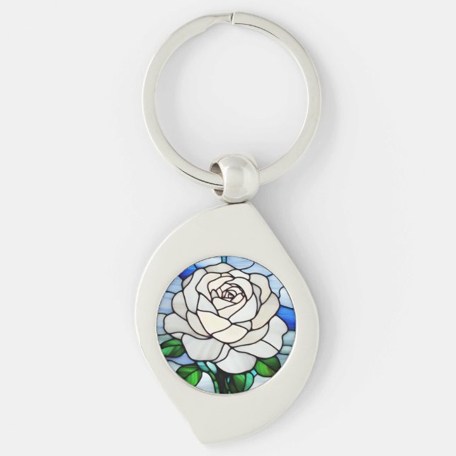 Chaveiro White Rose Stained Glass (Frente)