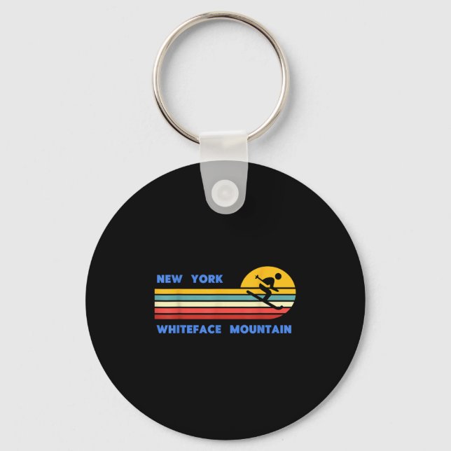 Chaveiro Whiteface Mountain New York Skiing Skier Ski Retro (Frente)
