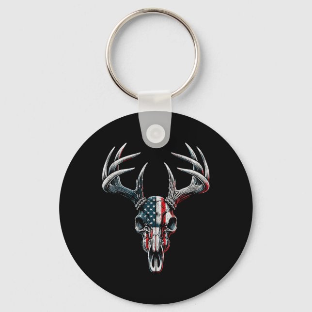 Chaveiro Whitetail Deer Hunting - Bandeira Americana Em Buc (Frente)
