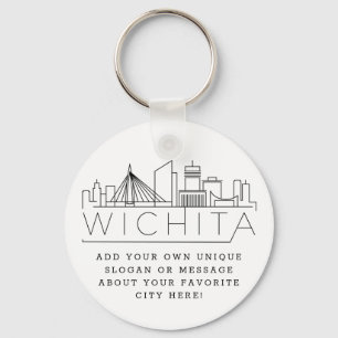 Chaveiro Wichita, Kansas Stylizou Skyline   Slogan Personal