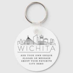 Chaveiro Wichita, Kansas Stylizou Skyline   Slogan Personal