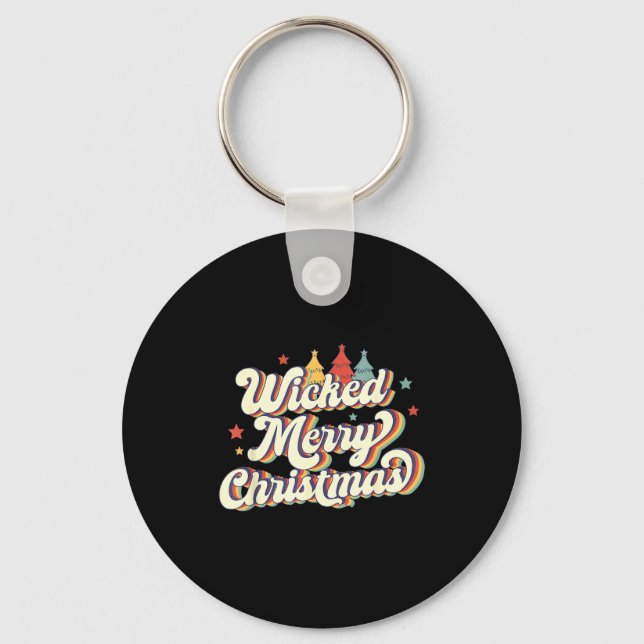 Chaveiro Wicked Merry Christmas Retro Groovy New England Xm (Frente)