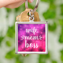 Wife Mom Boss Babe Script Typography on Hot Pink