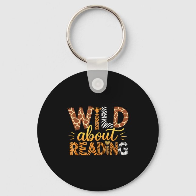 Chaveiro Wild About Reading Safari Animal Print Graphic  (Frente)