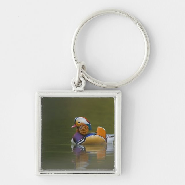 Chaveiro Wild Mandarin Duck Aix galericulata) no escuro (Frente)