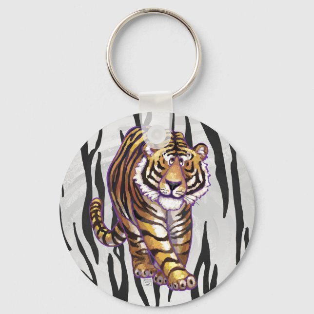 Chaveiro Wild Me Tiger Black and White Impressão (Frente)
