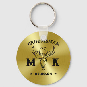 Chaveiro Wild West Cowboy Personalized Monogram Groomsmen