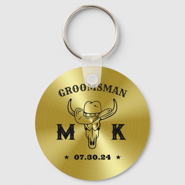 Chaveiro Wild West Cowboy Personalized Monogram Groomsmen (Frente)
