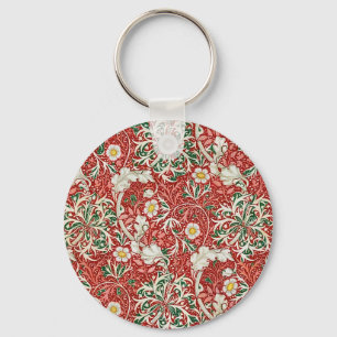 Chaveiro William Morris Algas Flor Antiga Vermelho Verde