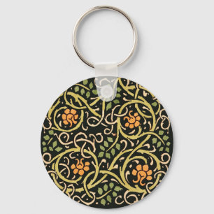 Chaveiro William Morris Black Floral Art Impressão Design
