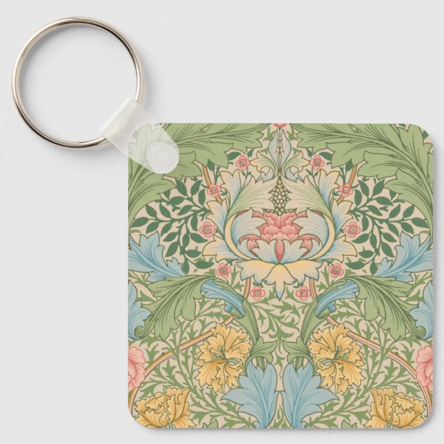 Chaveiro William Morris Flor de Murta Floral Botânico (Frente)